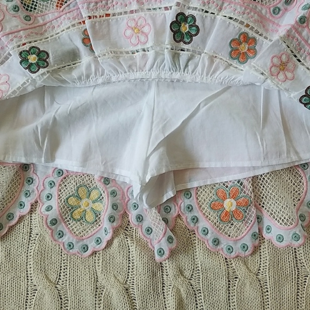 Zara NWOT Embroidered Light Cotton Skort - Picture 6 of 12
